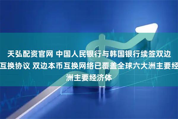 天弘配资官网 中国人民银行与韩国银行续签双边本币互换协议 双边本币互换网络已覆盖全球六大洲主要经济体